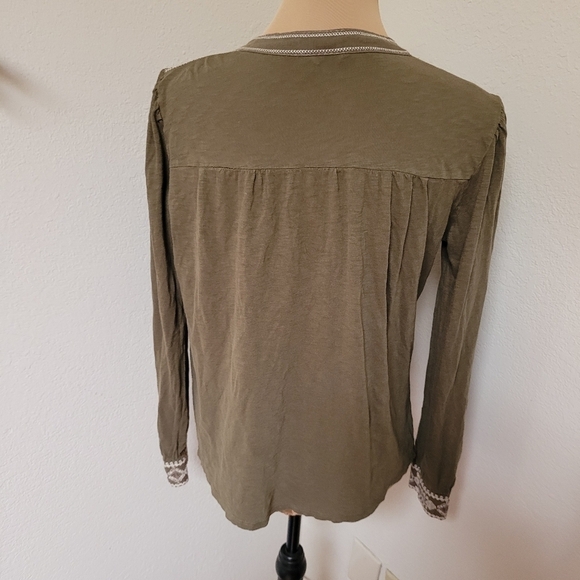 Lucky Brand Green Long Sleeve Embroidered Blouse - Picture 7 of 7